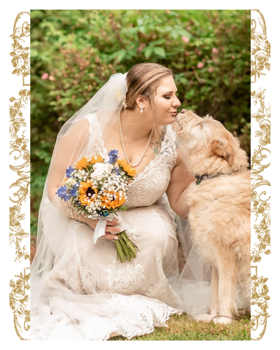 bride kissing her dog